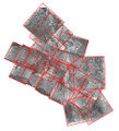 Zusammensetzung von einzelnen Luftbildaufnahmen zu einem Gesamtbild, Aufnahmen von Feb. - Apr. 1945