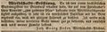 Werbeannonce von Joh. Georg Hofer zur Eröffnung seiner Wirtschaft <!--LINK'" 0:18-->, März 1839