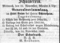 Zeitungsanzeige für eine Veranstaltung im Hotel Union, November 1865