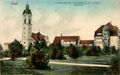 Ansichtskarte "St. Heinrichskirche, Frauenschulhaus und städtisches Brausebad"