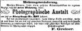 Zeitungsanzeige des Photographen <!--LINK'" 0:8-->, Dezember 1871