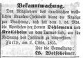 Bekanntmachung weibliches Kranken-Institut, Fürther Tagblatt 3. Oktober 1855