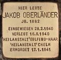 Stolperstein Jakob Oberländer (Erlangen) <span class="smw-highlighter" data-type="8" data-state="inline" data-title="Hinweis" title="Urheber: Christian MichelidesErstellungsdatum: 28. Dezember 2019Lizenz: cc-by-sa-3.0"><span class="smwtticon note"></span><span class="smwttcontent">Urheber: Christian Michelides<br>Erstellungsdatum: <!--LINK'" 0:8--> <!--LINK'" 0:9--><br>Lizenz: cc-by-sa-3.0</span></span>