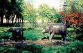 Zwei Elefanten von Gudrun Kunstmann auf dem Gelände des Klinikums Fürth, Oktober 2000.