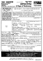 Sophie Caspary, Page of Testimony, Yad Vashem.png