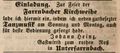 Zeitungsannonce von Johann Heinz, Wirt "" in Unterfarrnbach, Juli 1848