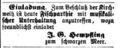 Fischpartie und musikalische Unterhaltung bei Hempfling, Zum Schwarzen Meer, Fürther Tagblatt 9.10.1861