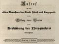 Aufruf zur "Bildung eines Vereins zur Verhütung der Thierquälerei", Dezember 1843