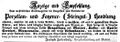 Zeitungsanzeige des Malers , August 1852