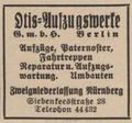 Otis-Werbung aus dem Fürther Adressbuch von 1931 (Lieferant vom Kfz.-Aufzug in der <!--LINK'" 0:39-->)
