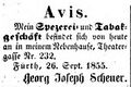 Zeitungsanzeige von <a class="mw-selflink selflink">Georg Joseph Scheuer</a>, September 1855