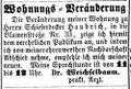 Weichselbaum Wohnungsänderung, Fürther Tagblatt 30. April 1870