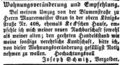 Zeitungsanzeige des Vergolders <!--LINK'" 0:35-->, Mai 1852