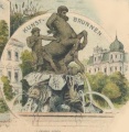 Der <a class="mw-selflink selflink">Centaurenbrunnen</a> am <!--LINK'" 0:65--><br> auf dem Ausschnitt einer Postkarte um die Jahrhundertwende