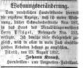 Zeitungsannonce von Johann Krauß, August 1857