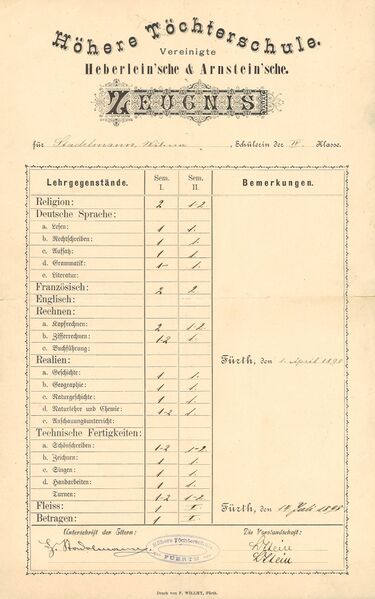 Datei:Heberlein-Arnstein Zeugnis 1898.jpg