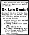 Leo Daniel, Todesanzeige <span class="smw-highlighter" data-type="8" data-state="inline" data-title="Hinweis" title="Urheber: unbekanntLizenz: cc-by-sa-3.0"><span class="smwtticon note"></span><span class="smwttcontent">Urheber: unbekannt<br>Lizenz: cc-by-sa-3.0</span></span>