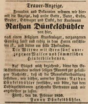 Nathan Dünkelsbühler, Fürther Tagblatt 27. Februar 1850.jpg