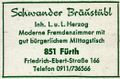 Zündholzschachtel Etikett der ehemaligen Gaststätte Schwander Bräustübl, um 1965