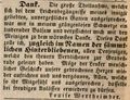 Zeitungsanzeige der Witwe Louise Wertheimber, Juni 1848