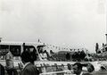 OB Kurt Scherzer und BM Heinrich Stranka (mit Amtskette) auf dem Schiff Franconia zur Eröffnungsfeier des Fürther Hafens am 15. Juli 1972