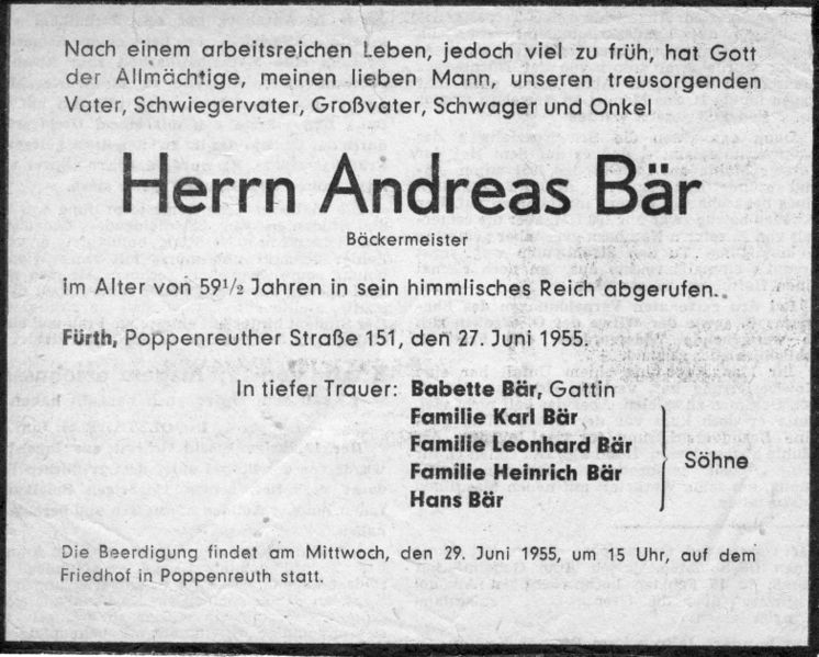 Datei:Todesanzeige Andreas Bär, 1955.jpg