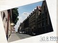 Blick in die Theaterstraße: rechts das mit Stahlträgern gesicherte Lochner'sche Gartenhaus, August 1999