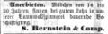 Zeitungsannonce der S. Bernstein & Comp., Juli 1863