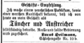 Anzeige zur Geschäftseröffnung von Lucas Heilmann, Fürther Tagblatt vom 3. Juni 1868
