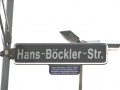 Straßenschild Hans-Böckler-Straße mit Erläuterung
