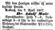 1867-04-21 Fränk.Ztg. Praxis-Ansbach.png