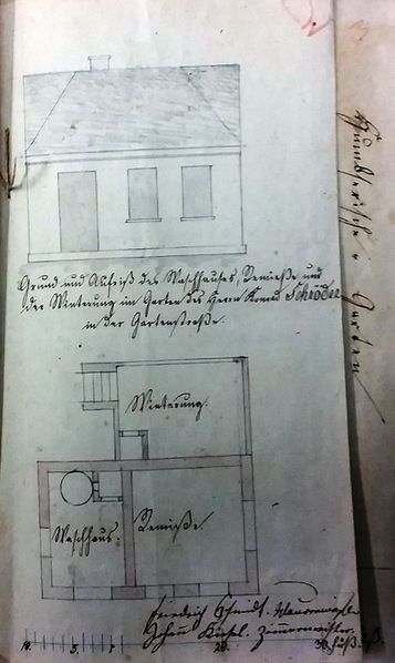 Datei:Aufriss des Waschhauses, 1839.jpg