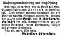 Zeitungsannonce der Gebrüder Löwenstein, Mai 1854