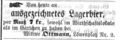 Lagerbier bei Witwe Ottmann, Fürther Tagblatt 27. April 1866
