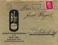 Briefkuvert mit dem Logo von der August Bauernfreund A. G., der späteren Süddeutschen Lebensmittelwerke, gel. 1929