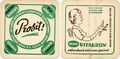 Bierdeckel der Brauerei Grüner mit Werbung für ein alkoholarmes Bier namens Vitakorn und aus heutiger Sicht unzulässiger Werbung - da das Bier als "so gesund" beworben wird, ca. 1970