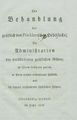 Titelblatt der gedruckten Denkschrift zur Pücklerischen Debitsache, 1808