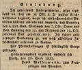 Werbeannonce für die Gaststätte "", September 1835