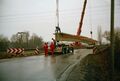 Bau der Fußgänger- bzw. Radbrücke bei der Stadelner Brücke, Januar 1994