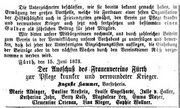 Clementine Ortenau, Frauenverein Fürther Tagblatt 17. Juni 1873.jpg