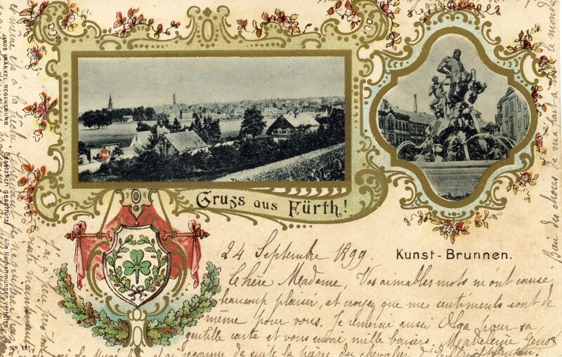 Datei:AK Gruß aus Fürth gel 24 Sept 1899.jpg