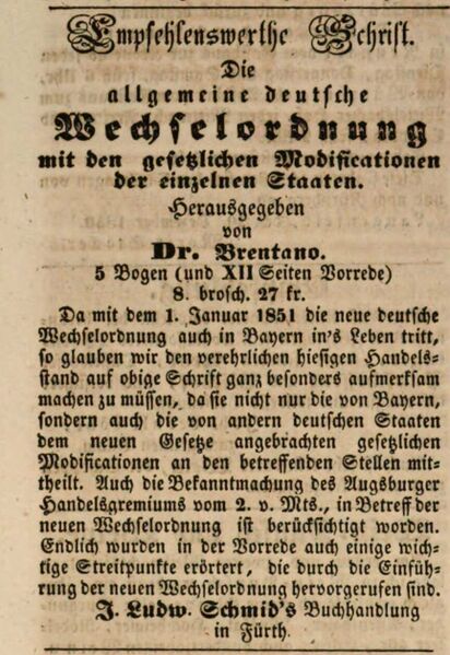 Datei:Brentano Schrift Ftgbl. 24.12.1850.jpg