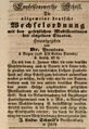 Anzeige für Wechselordnung, Fürther Tagblatt 24.12.1850