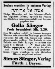 Inserat Sänger Nürnberg-Fürther Isr. Gemeindeblatt 1. Juni 1927.png