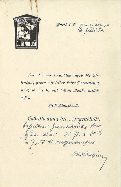 Datei:Jugendlust Antwortschreiben 1920.jpg