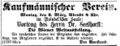 Anzeige Kaufmännischer Verein, Fürther Abendzeitung vom 1. März 1874