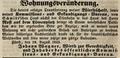 Zeitungsannonce von Johann Wagner, "Wirth <!--LINK'" 0:4-->", August 1843