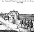 Das Gartenhaus des Geleitsmannes Seyfried - im Hintergrund der Weinanbau auf dem sog. Nottelberg, Stich von J. A. Boener, 1705