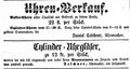 Zeitungsanzeige des Uhrmachers <!--LINK'" 0:48-->, Juni 1855