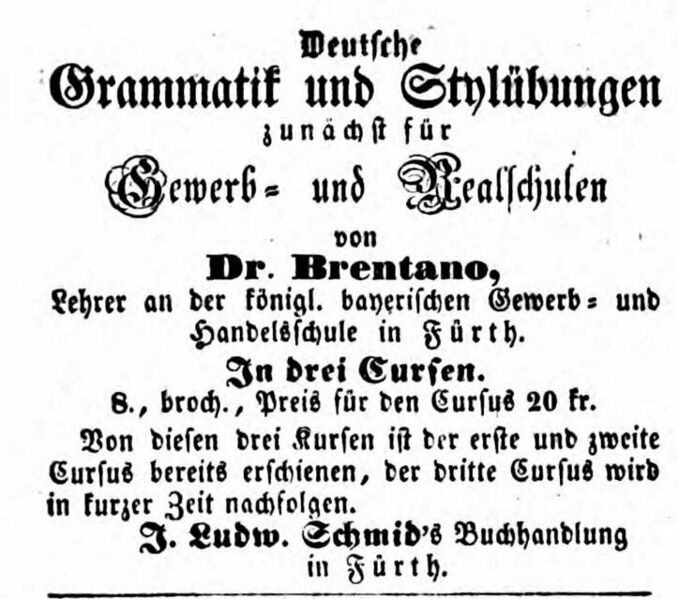 Datei:Brentano Schrift Ftgbl. 23.07.1852.jpg